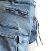 Women's Denim 2 Piece Outfits Button Tube Top and Cargo Shorts with Pockets Summer Sexy Jeans Shorts Set Tracksuits