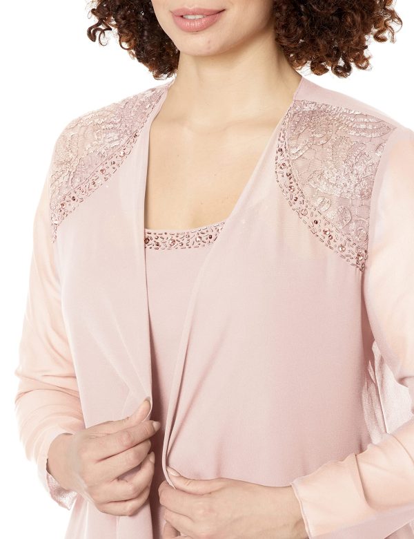 91x8hoTyPL.jpg Women's Mother of The Bride Tiered Jacket Dress with Shoulder Embellishment (Petite and Regular Sizes)
